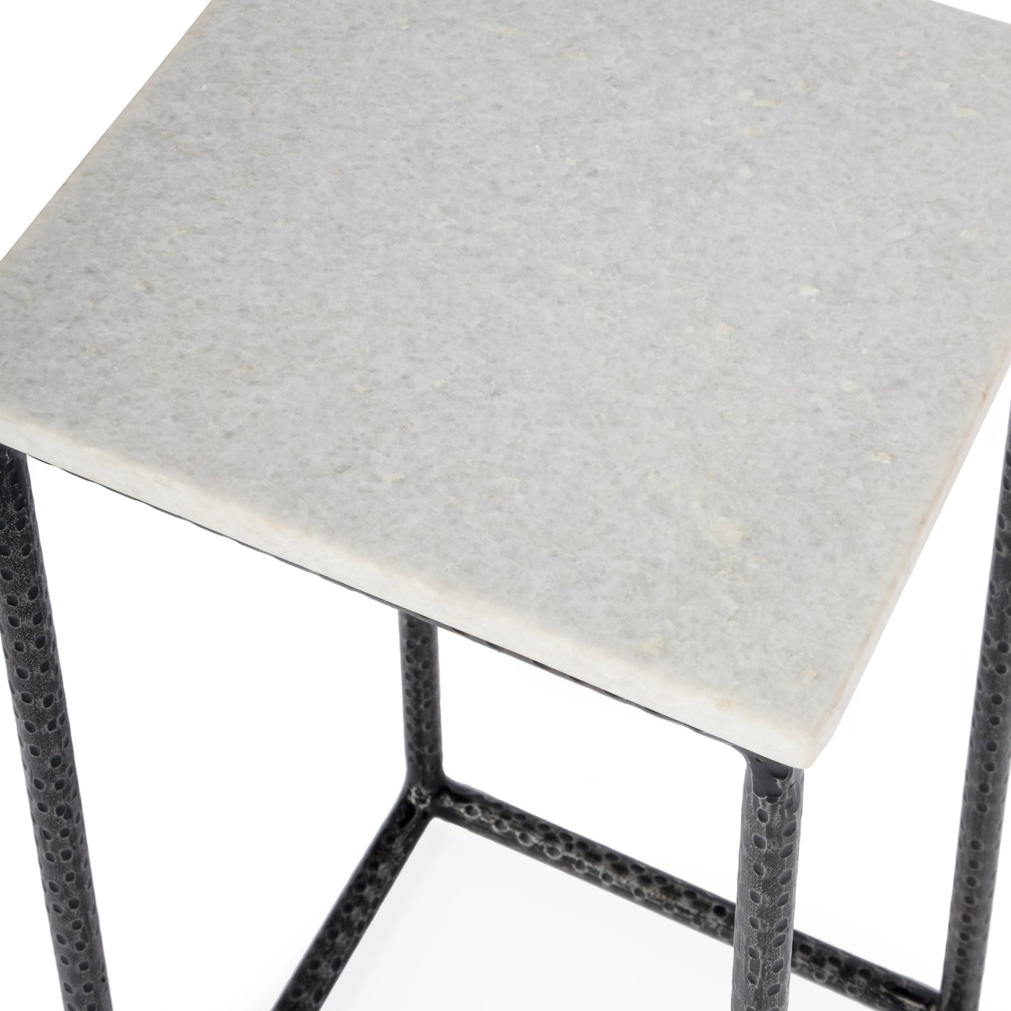 004 SI-2077772 | Additional Silo | Mabel Marble and Hammered Iron Side Table by Butler Specialty Company in white and black and marble & metal. Made from iron, marble in a modern style.