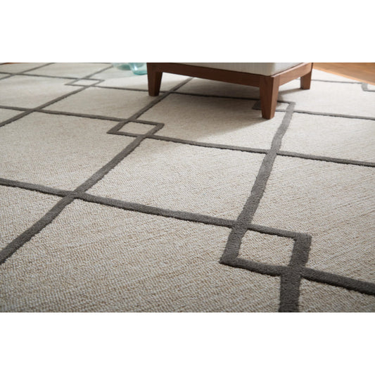 Kimball Transitional Trellis & Lattice KIM8A36F Rug by Feizy in ivory, gray, tan. Made from wool in a unique style.