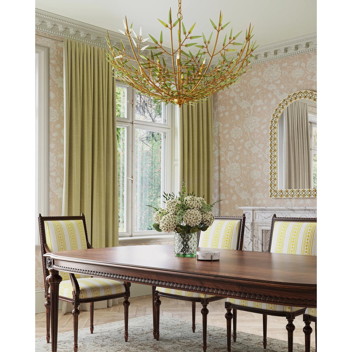 010 SR-823563 | Lifestyle | Ellaria Mirror by Currey and Company in natural bone, brass, mirror. Made from bone, brass, glass in a eclectic & global style.