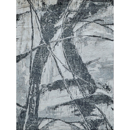 Floor Art 5707 Rug by Exquisite Rugs in silvery, dark gray. Made from bamboo silk in a unique style.