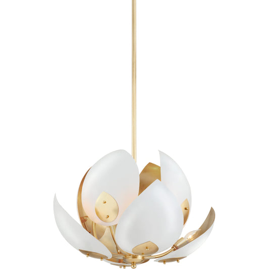 Lotus Chandelier by Hudson Valley. Made from brass in a modern style.