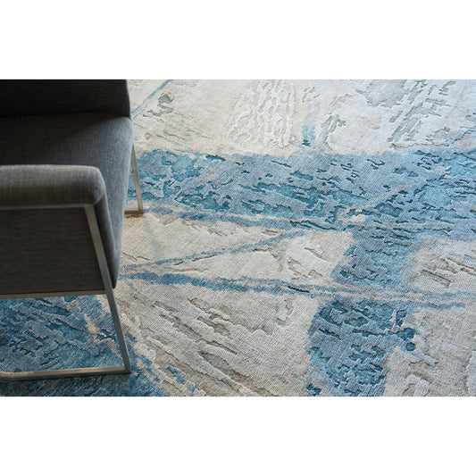 Floor Art 5708 Rug by Exquisite Rugs in ivory, light blue. Made from bamboo silk in a unique style.