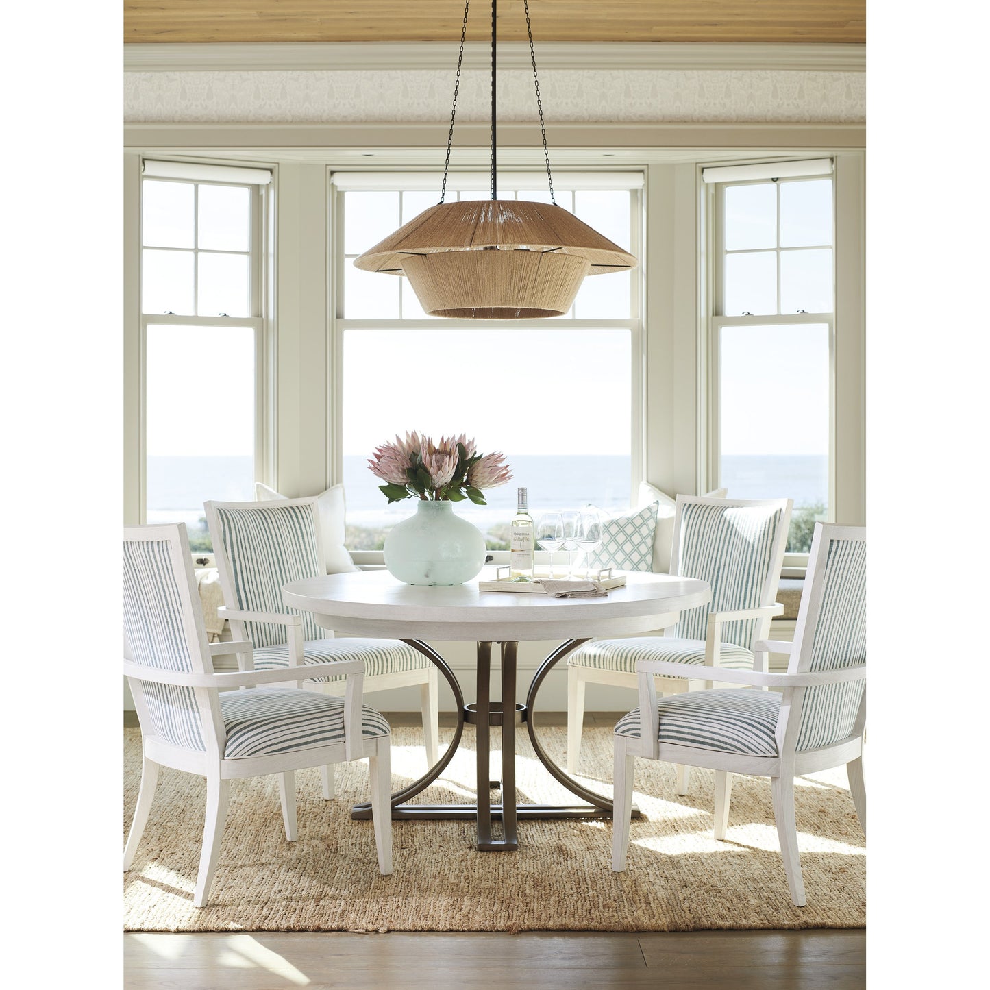 006 SR-836415 | Lifestyle | Sea Winds Upholtered Arm Chair by Tommy Bahama Home in misty blue. Made from unique in a coastal style.