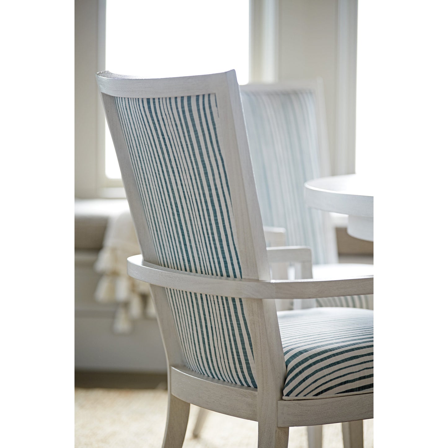 003 SR-836415 | Additional Silo | Sea Winds Upholtered Arm Chair by Tommy Bahama Home in misty blue. Made from unique in a coastal style.