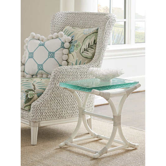 Dania Sea Glass End Table by Tommy Bahama Home in sea glass. Made from unique in a transitional style.
