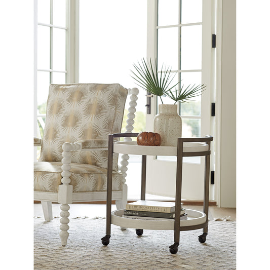 Osprey Cart End Table by Tommy Bahama Home in white, antique brass. Made from unique in a transitional style.