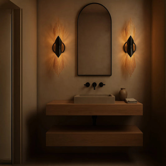 Aristocrat 2 Light Sconce by Varaluz in bronze, brown. Made from steel in a unique style.