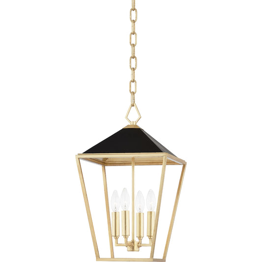 Paxton Pendant by Hudson Valley in gold leaf, black. Made from steel in a modern style.