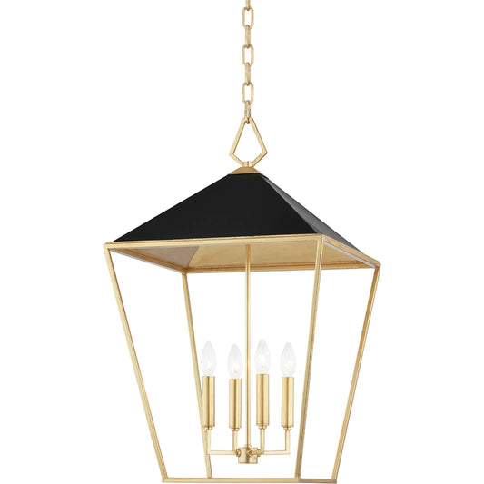 Paxton Pendant by Hudson Valley in gold leaf, black. Made from steel in a modern style.