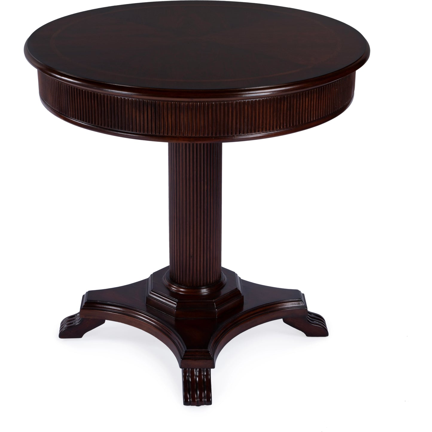 012 SI-2077815 | Additional Silo | Ellsworth Ribbed Pedestal Foyer Table by Butler Specialty Company. Made from poplar solids , cherry/maple veneer, mdf, resin in a traditional style.