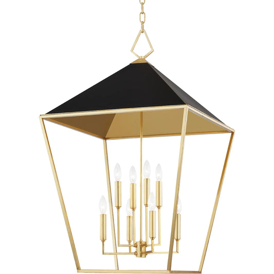 Paxton Pendant by Hudson Valley in gold leaf, black. Made from steel in a modern style.