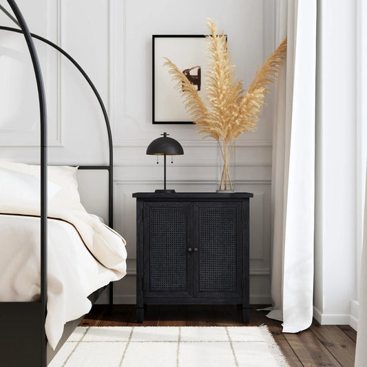 Flagstaff 2-Door Cabinet by Butler Specialty Company in black. Made from mindi wood : 20%, mindi veneer 20%, mdf : 60% in a modern style.