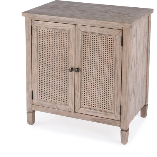 001 SI-2077820 | Primary Silo | Flagstaff 2 Door Cane Cabinet by Butler Specialty Company in natural and desert sand. Made from mindi wood : 20%, mindi veneer 20%, mdf : 60% in a cottage & farmhouse style.