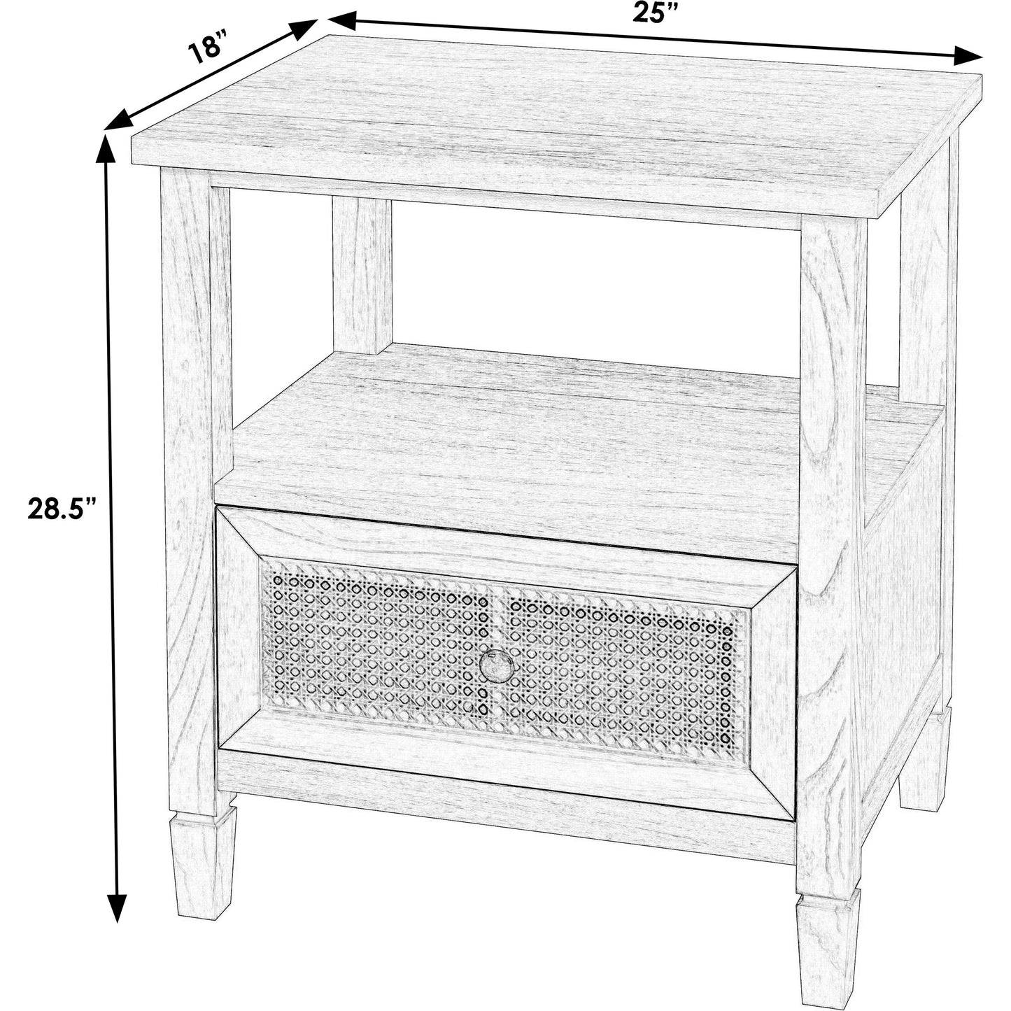 002 SI-2077822 | Additional Silo | Flagstaff 1 Drawer Cane Nightstand by Butler Specialty Company in natural and desert sand. Made from mindi wood, mindi veneer, mdf, cane in a cottage & farmhouse style.