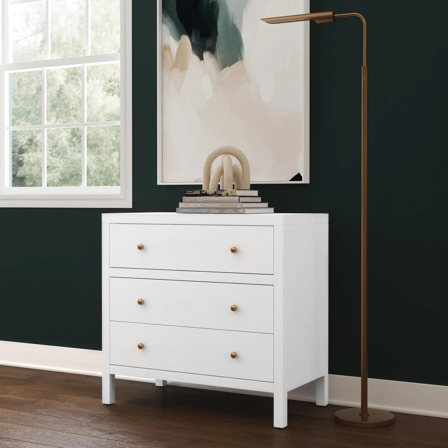 002 SI-2324927 | Lifestyle | Nora 3 Drawer Chest by Butler Specialty Company in white. Made from acacia wood, acacia veneer, solid pine, mdf in a unique style.