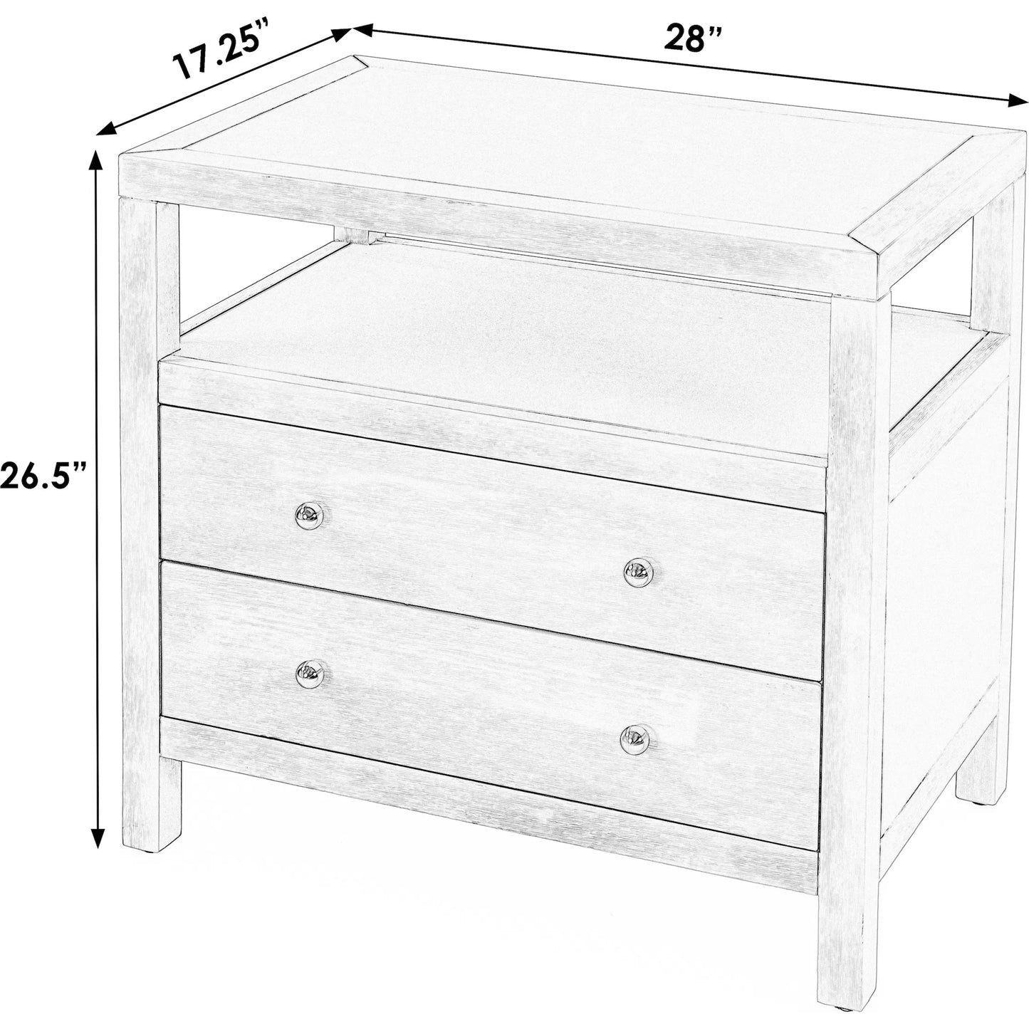 002 SI-2324926 | Additional Silo | Nora 2 Drawer Nightstand by Butler Specialty Company in white. Made from acacia wood, acacia veneer, solid pine, mdf in a unique style.