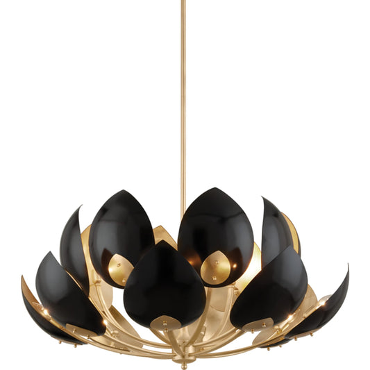 Lotus Chandelier by Hudson Valley. Made from brass in a modern style.