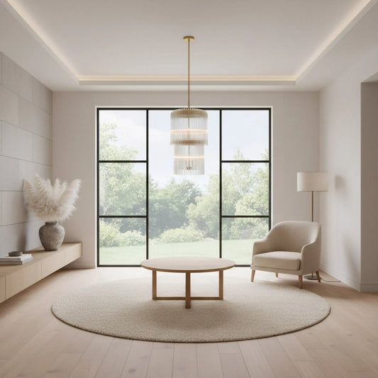 Lila 6 Light Pendant by Varaluz in bronze. Made from steel, crystal in a unique style.