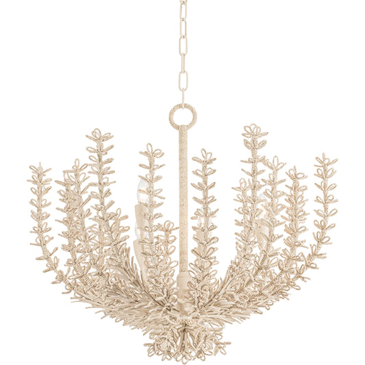 000 SI-2544346 | Primary Silo | Pedrillo Chandelier by Corbett in cream plaster. Made from coco beads, natural woven in a unique style.