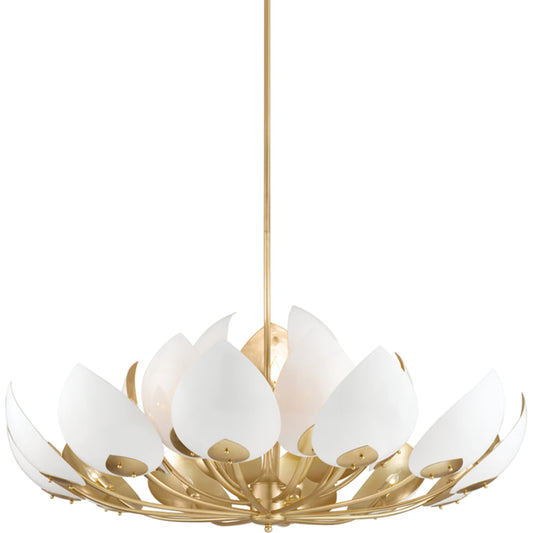 Lotus Chandelier by Hudson Valley. Made from brass in a modern style.