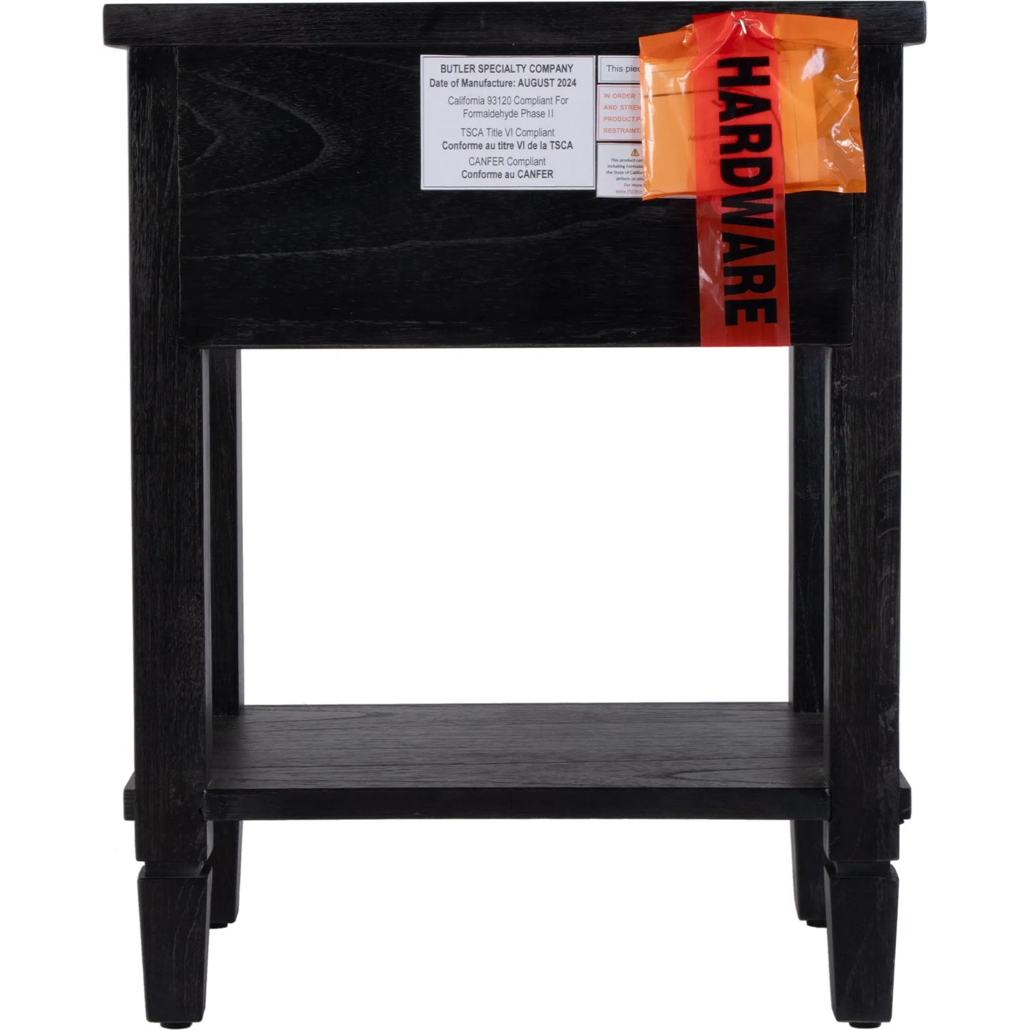 006 SI-2333928 | Additional Silo | Flagstaff 1 Drawer Nightstand by Butler Specialty Company in black. Made from mindi wood: 70%, mdf: 25%, rattan weave cane: 5% in a unique style.