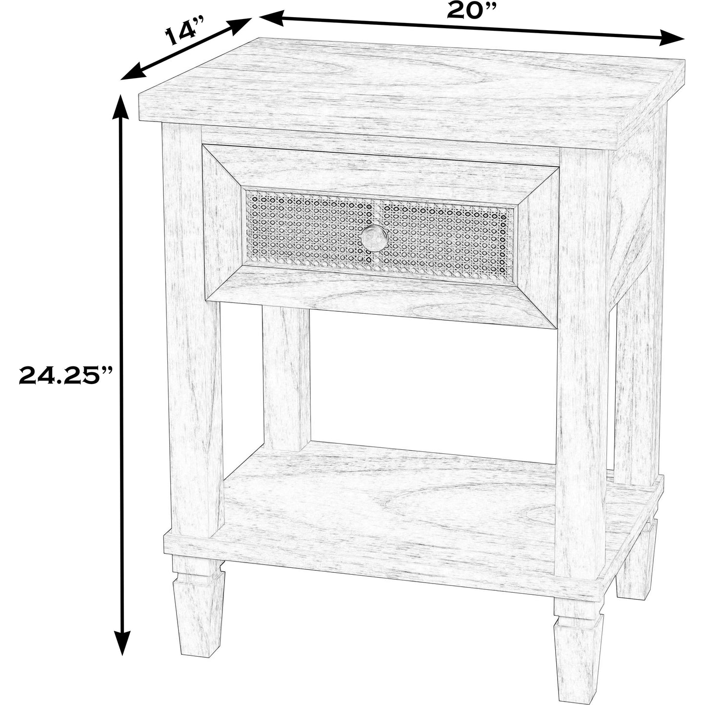 003 SI-2155845 | Additional Silo | Flagstaff Nightstand by Butler Specialty Company in natural and desert sand. Made from mindi wood: 70%, mdf: 25%, rattan weave cane: 5% in a cottage & farmhouse style.