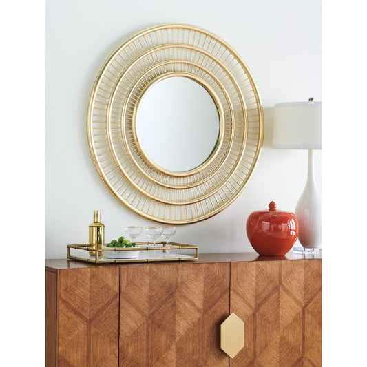Ambrose Mirror by Tommy Bahama Home in gold. Made from unique in a transitional style.