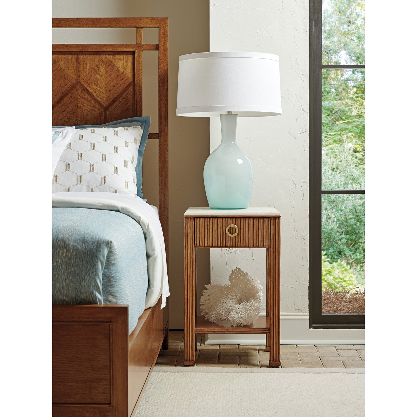 003 SI-1823561 | Lifestyle | Tristan Night Table by Tommy Bahama Home in sierra. Made from unique in a transitional style.