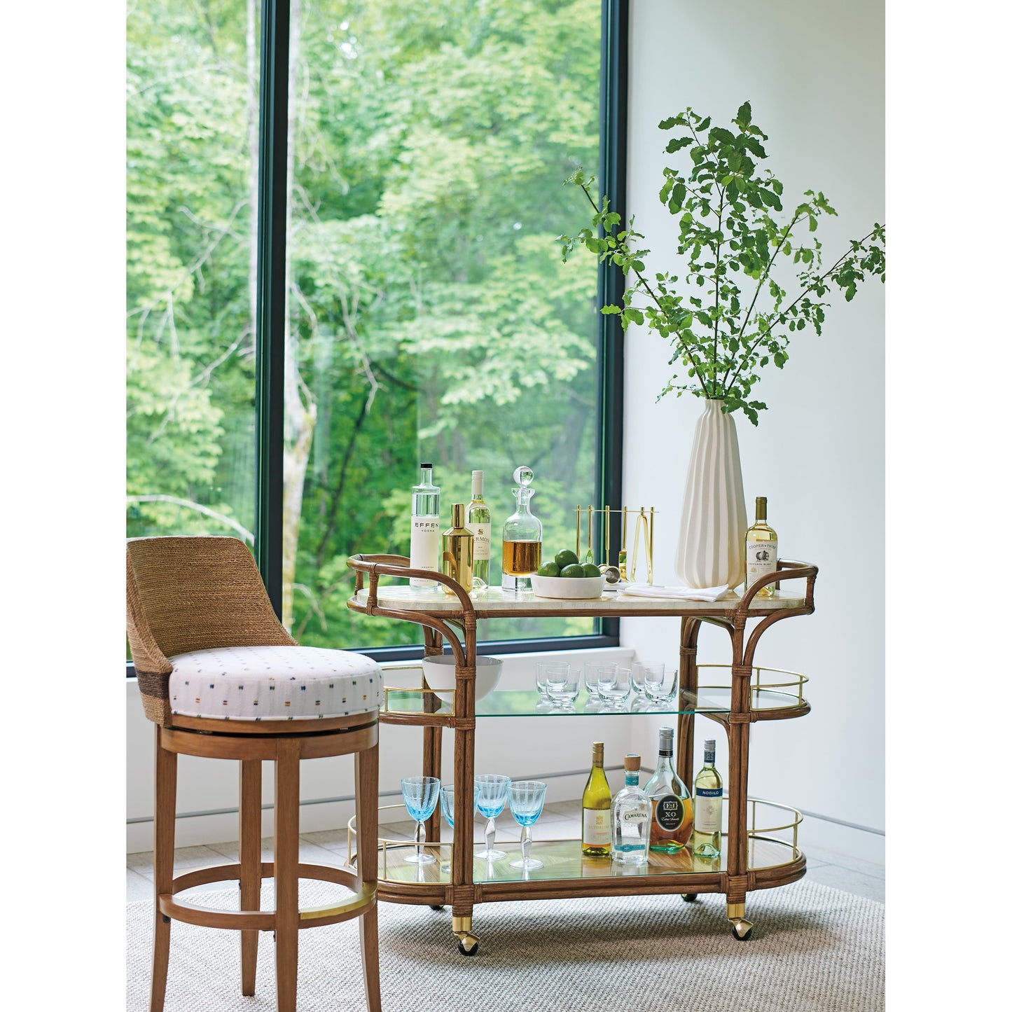 004 SI-1823560 | Lifestyle | Toscana Bar Cart by Tommy Bahama Home. Made from unique in a traditional style.