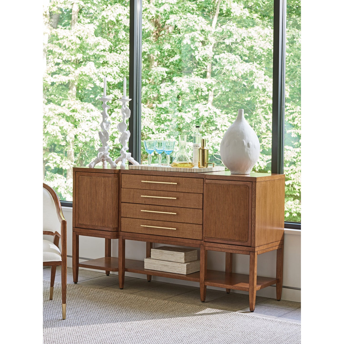 004 SI-1823509 | Lifestyle | Eagle Falls Sideboard by Tommy Bahama Home in sierra. Made from unique in a transitional style.