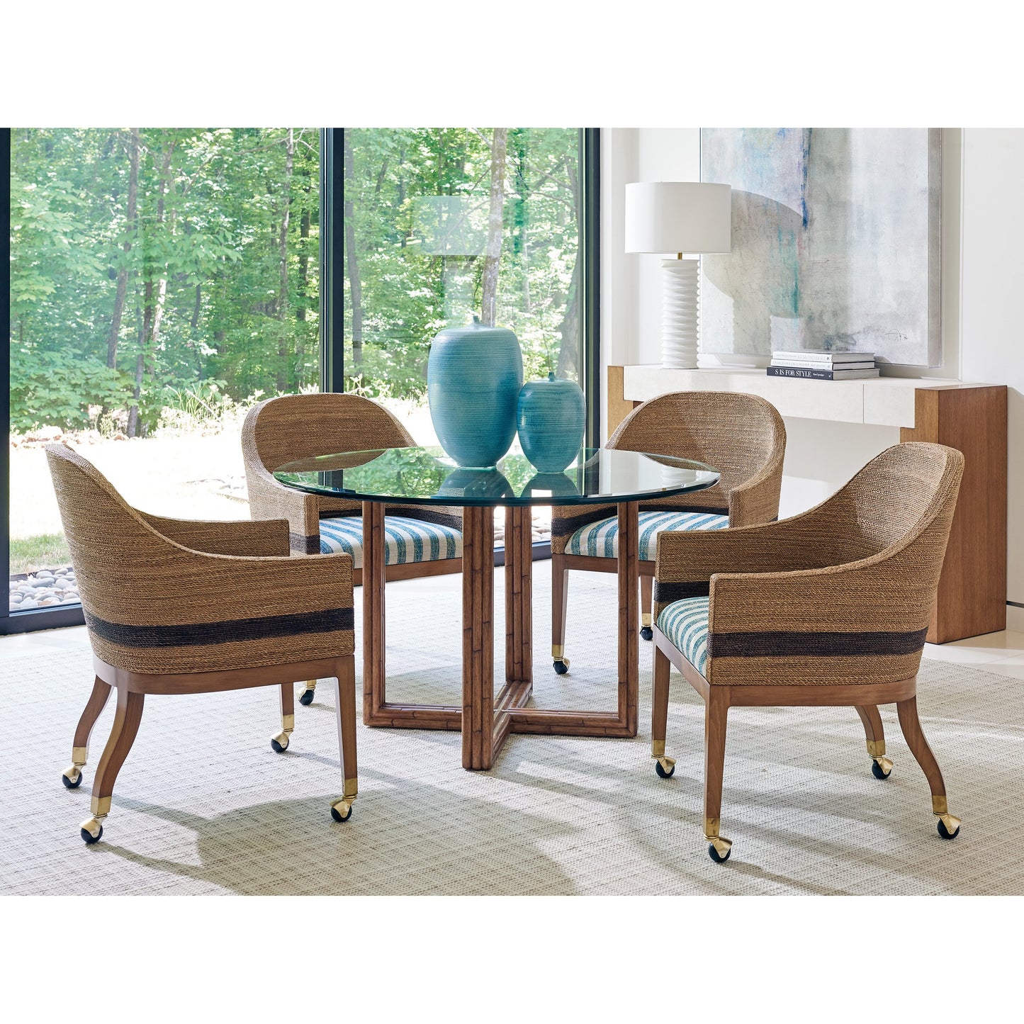 004 SI-1823507 | Lifestyle | Dorian Woven Arm Chair by Tommy Bahama Home in sierra. Made from unique in a coastal style.