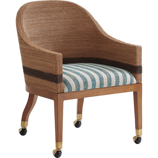 Dorian Woven Arm Chair by Tommy Bahama Home in sierra. Made from unique in a coastal style.