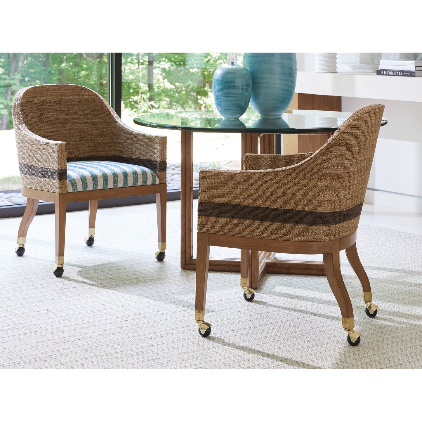 003 SI-1823507 | Lifestyle | Dorian Woven Arm Chair by Tommy Bahama Home in sierra. Made from unique in a coastal style.