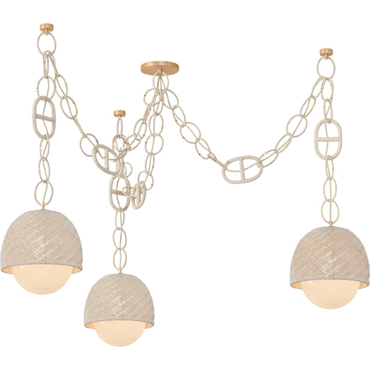 000 SI-2544348 | Primary Silo | Piasu Chandelier by Corbett in champagne leaf. Made from abaca, natural woven in a unique style.