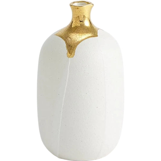 001 SI-2323458 | Primary Silo | Dipped Golden Crackle/White Cylinder Vase by Global Views in white and gold. Made from unique in a modern style.