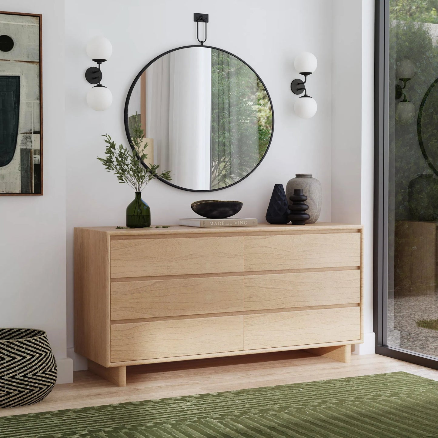 006 SI-2333945 | Lifestyle | Halmstad 6 Drawer Dresser by Butler Specialty Company in light brown. Made from mdf: 50%, mindi wood: 40%, mindi veneer: 10% in a unique style.