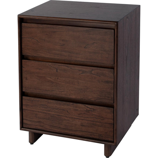 Halmstad Wood Panel 3-Drawer Nightstand by Butler Specialty Company in brown. Made from mdf, mindi wood and mindi veneers in a traditional style.