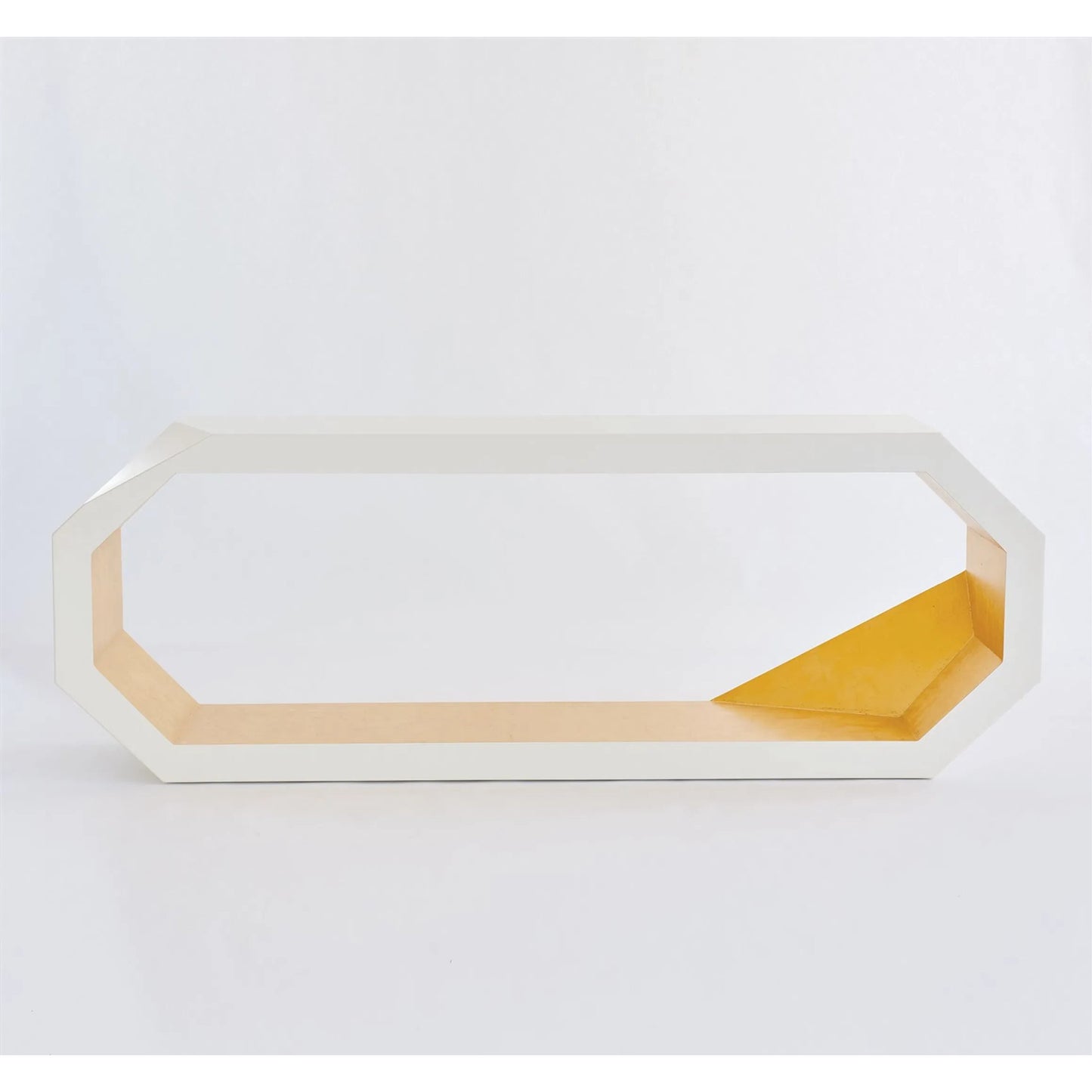 001 SR-701174 | Primary Silo | Facet Console by Global Views in gold leaf, polyurethane lacquer inner wood, ivory, polyurethane lacquer outer wood. Made from mdf, pine in a modern style.