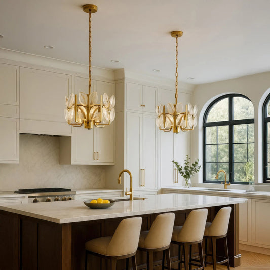 Brass Tax 6 Light Chandelier by Varaluz in gold. Made from steel in a unique style.