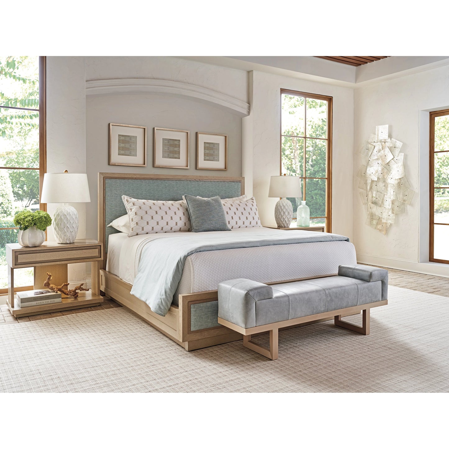 003 SI-2136921 | Lifestyle | Abbott Leather Bench by Tommy Bahama Home. Made from unique in a modern style.