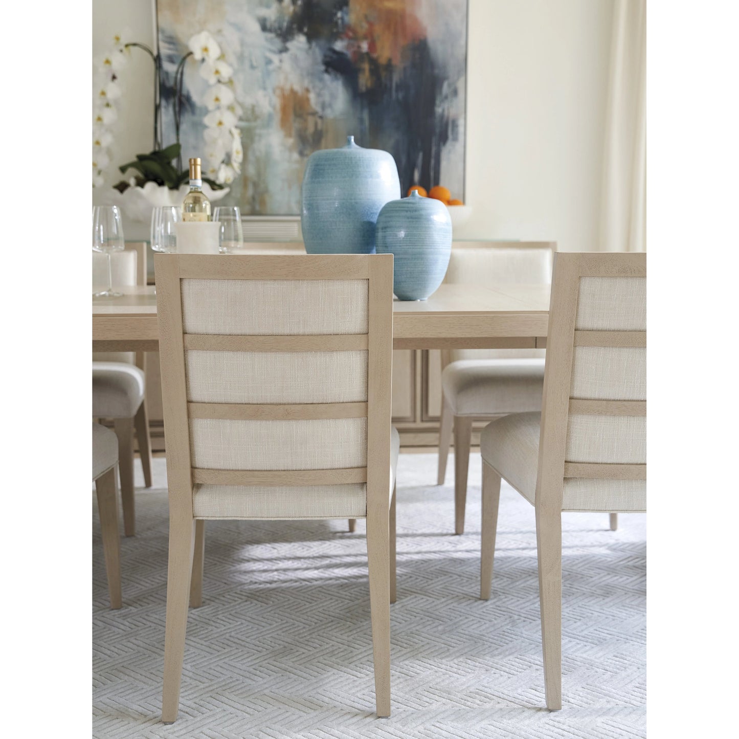 003 SI-2136887 | Closeup | Nicholas Upholstered Side Chair by Tommy Bahama Home in sand drift. Made from unique in a modern style.