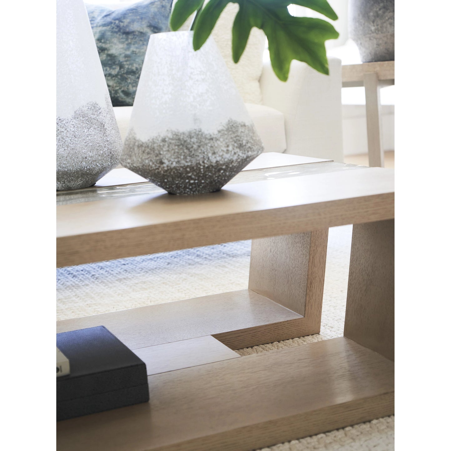 006 SI-2136902 | Closeup | Fischer Rectangular Cocktail Table by Tommy Bahama Home in sand drift. Made from unique in a transitional style.