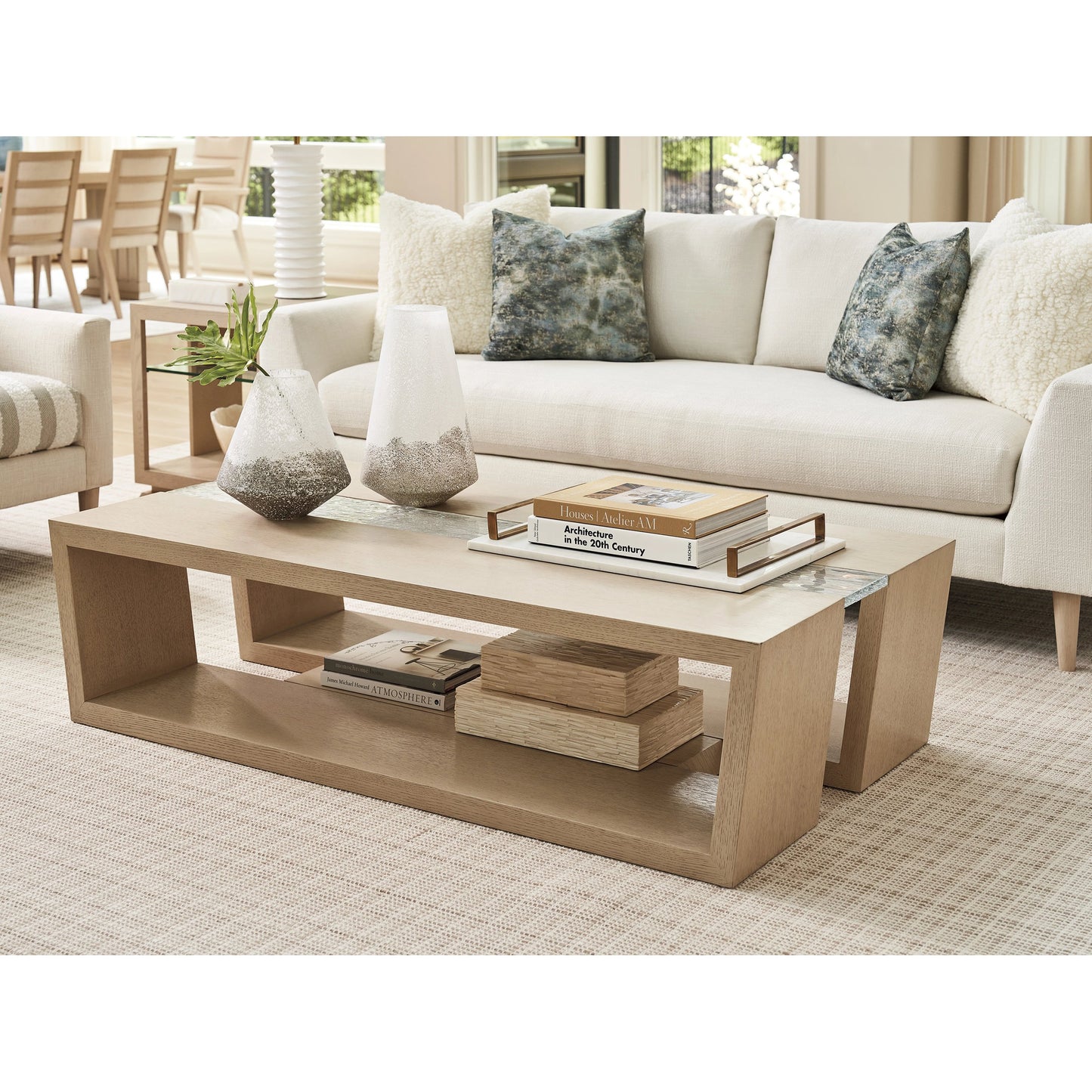 006 SI-2136902 | Lifestyle | Fischer Rectangular Cocktail Table by Tommy Bahama Home in sand drift. Made from unique in a transitional style.
