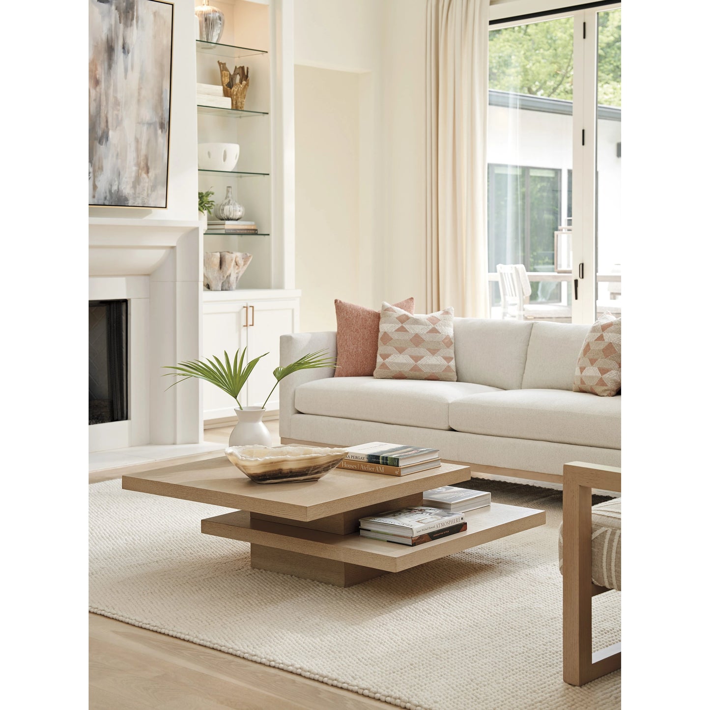 004 SI-2136903 | Lifestyle | Prescott Tiered Cocktail Table by Tommy Bahama Home in sand drift. Made from unique in a modern style.