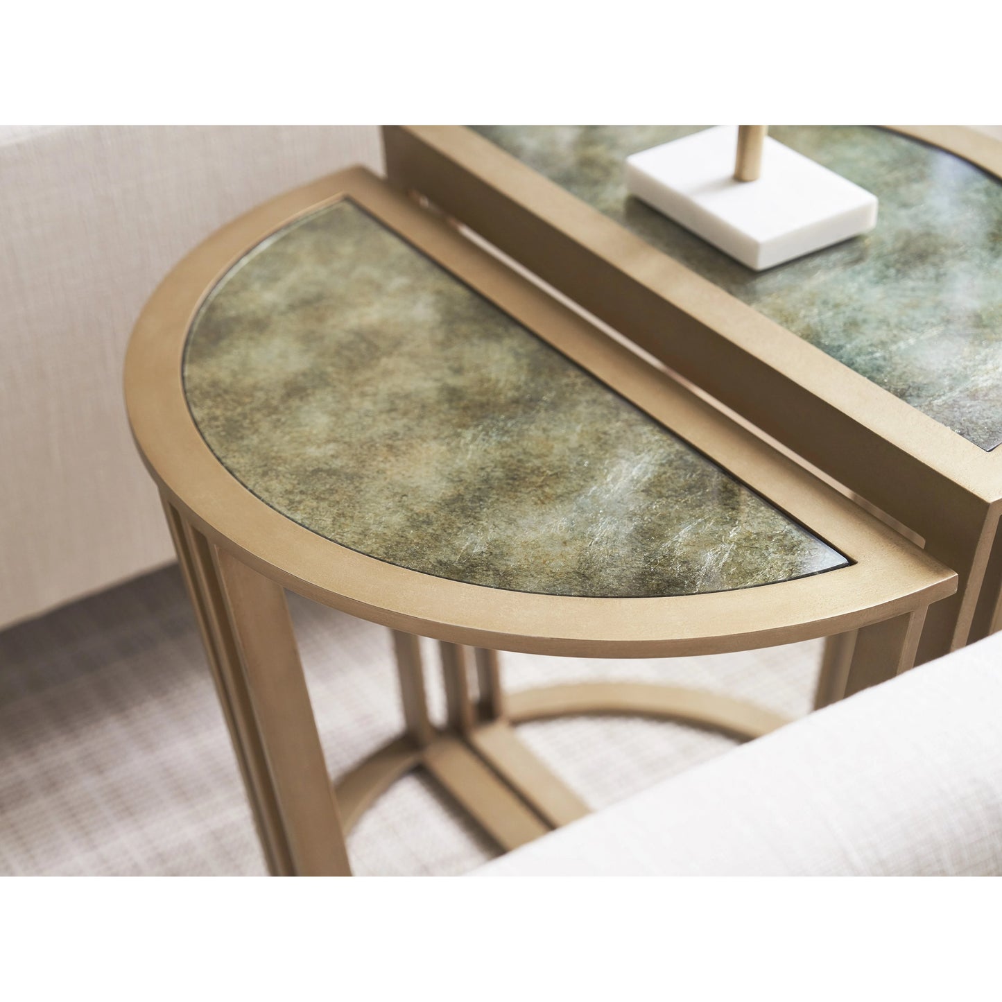 005 SI-2136905 | Closeup | Brooke Bunching Accent Tables by Tommy Bahama Home in champagne. Made from unique in a modern style.