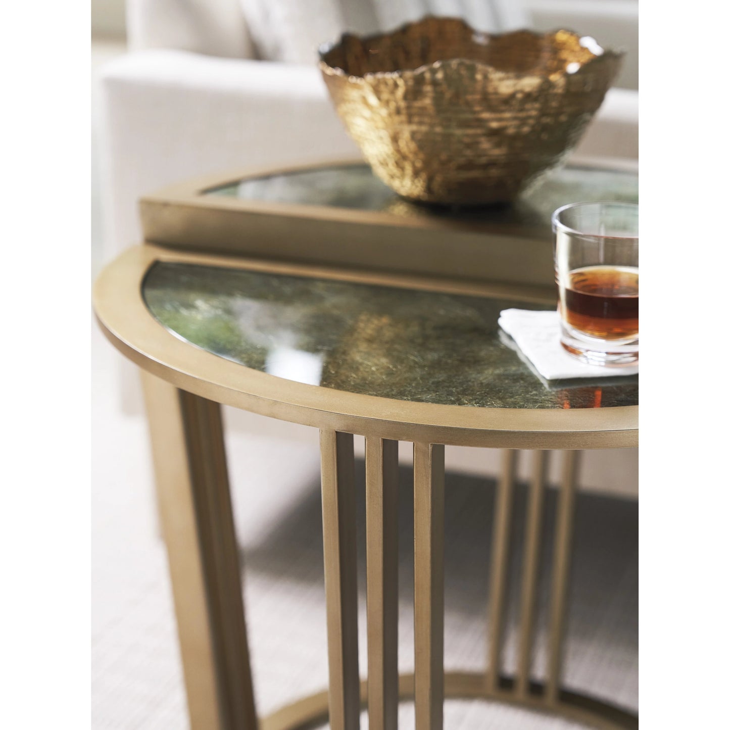 007 SI-2136905 | Closeup | Brooke Bunching Accent Tables by Tommy Bahama Home in champagne. Made from unique in a modern style.