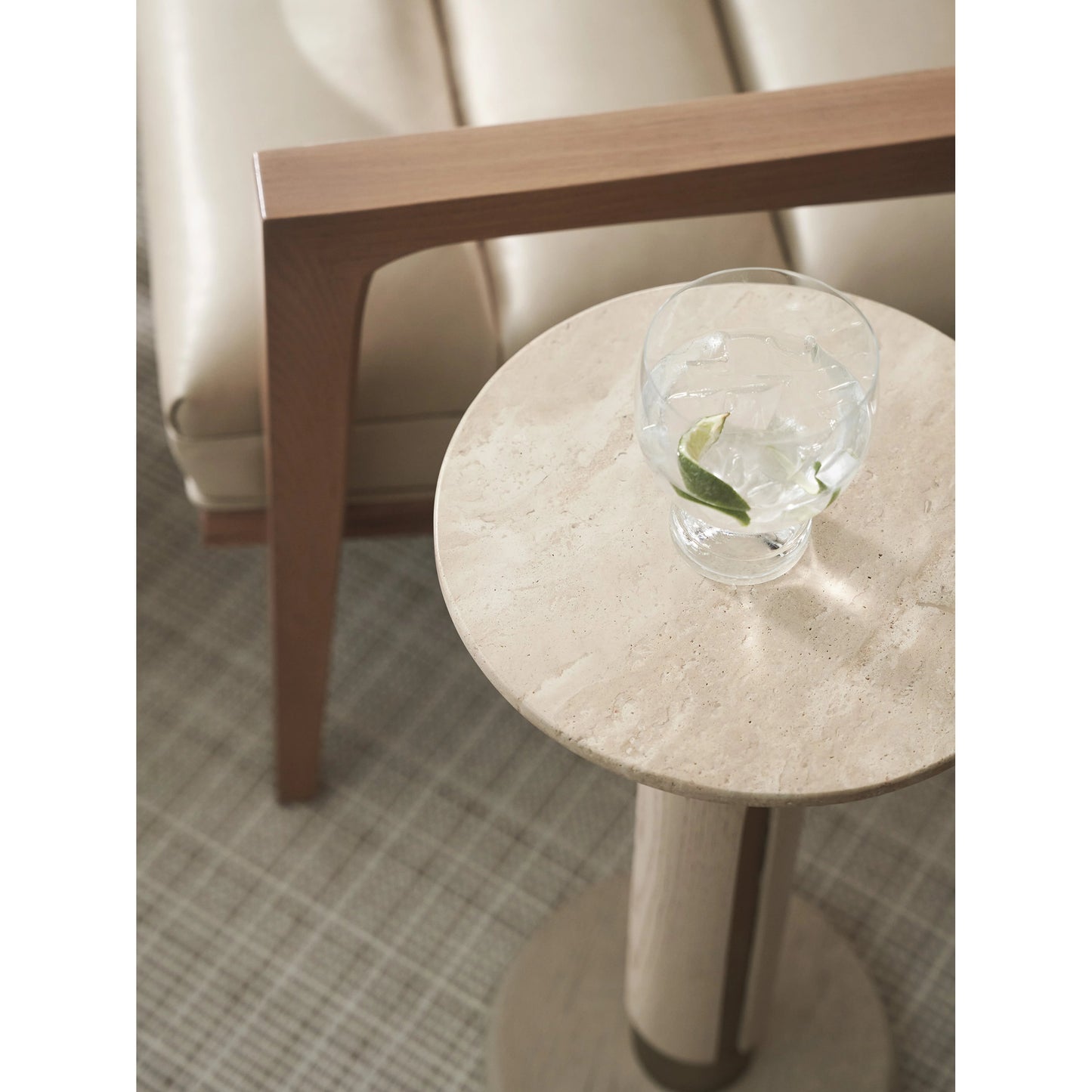 004 SI-2136909 | Closeup | Carver Accent Table by Tommy Bahama Home in sand drift, champagne. Made from unique in a modern style.