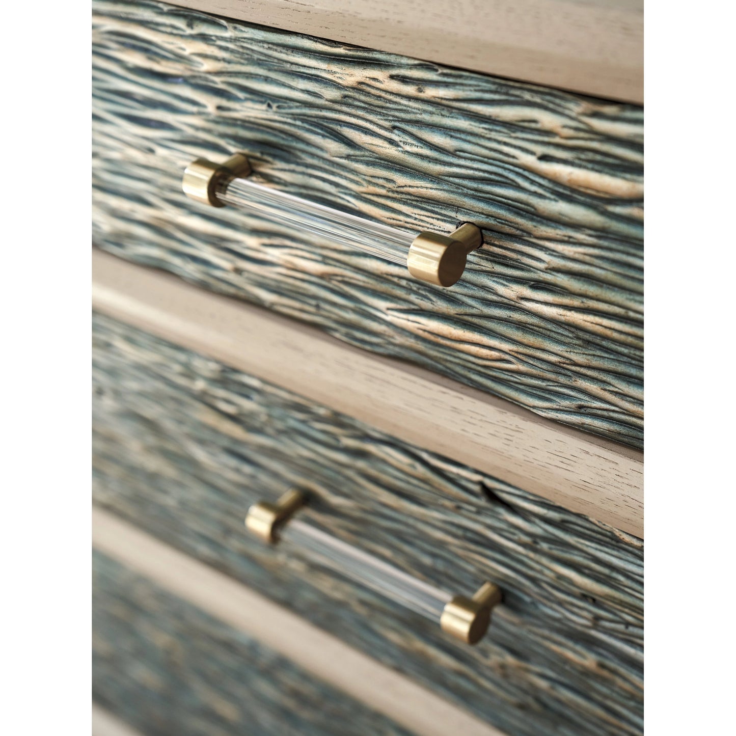 003 SI-2136911 | Closeup | Kenan Hall Chest by Tommy Bahama Home in sand drift. Made from unique in a modern style.