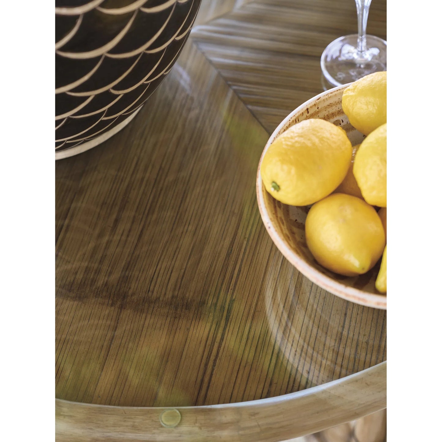003 SI-2243957 | Closeup | Emerald Bay 60" Dining Table by Tommy Bahama Home in sunwashed. Made from unique in a unique style.