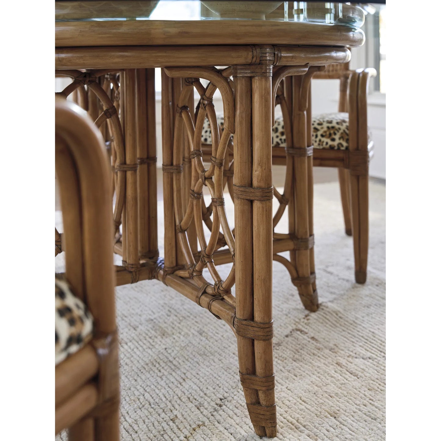 004 SI-2243957 | Closeup | Emerald Bay 60" Dining Table by Tommy Bahama Home in sunwashed. Made from unique in a unique style.